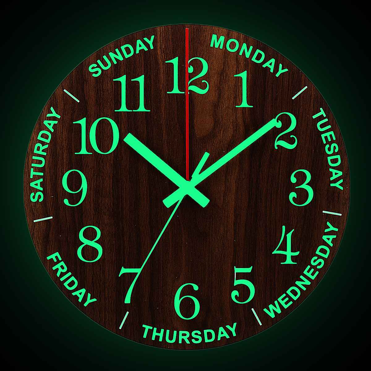 Luminous Wood glow in dark Wall Clock