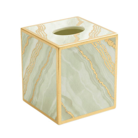 Marble Lacquer Tissue Box Cover in Moonlight Grey - 1 Each