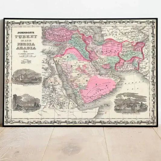 1862 Middle East Vintage Map Poster Print