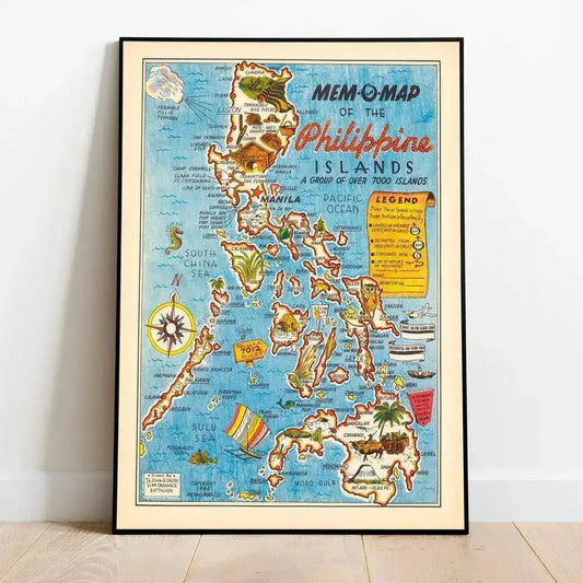 1945 Philippines Vintage Map Wall Print