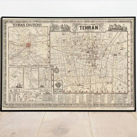 1956 Tehran Map Wall Art Print