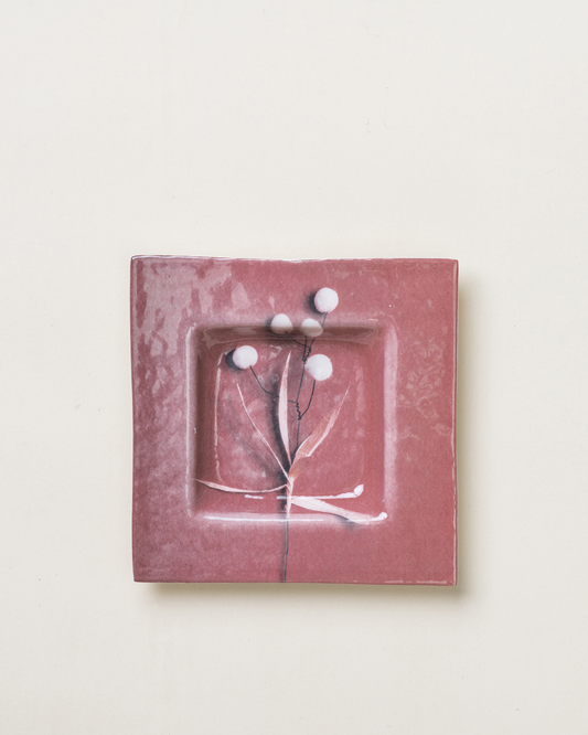 Grass Square Plate - Pale Plum & White