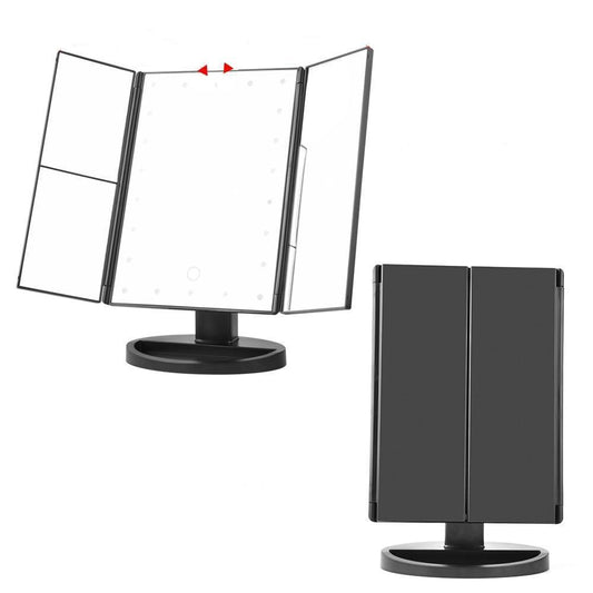Touch Screen Folded Desktop Magnifying Mirrors with 22 LED Lights