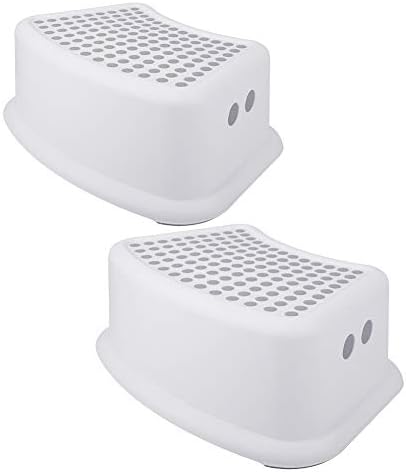Step Stool for Kids (2 Pack), Toddlers Stool for Potty Training, Bathroom, Kitchen, Bedroom, Toy Room and Living Room. Toilet Stools with Soft Anti-Slip Grips for Safety, Stackable (Grey)
