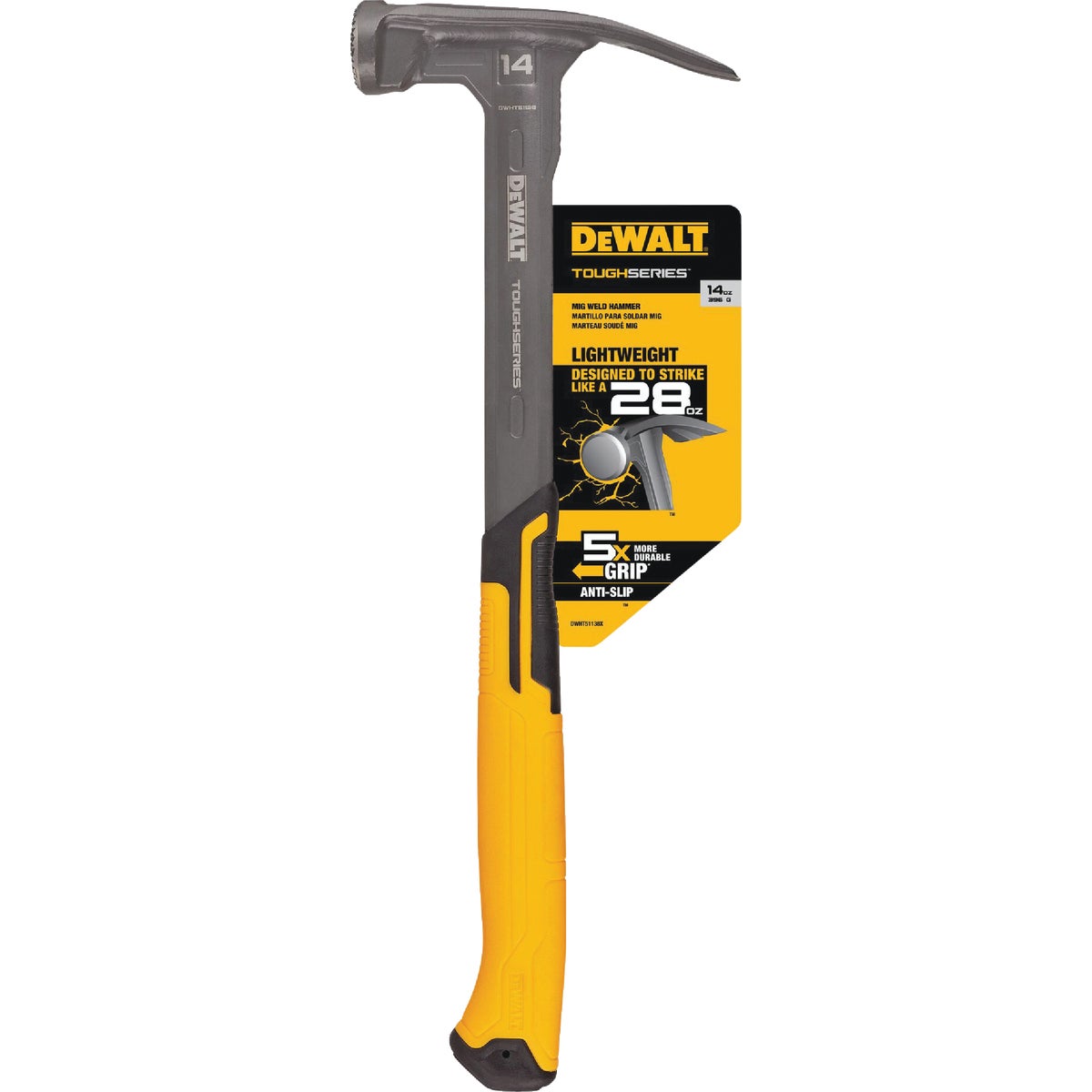 DEWALT 14 Oz. Milled-Face MIG Weld Framing Hammer with Steel Handle