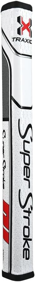 Superstroke Traxion SS2R™ Squared Golf Putter Grip, White/Red/Gray (SS2R™) | Advanced Surface Texture That Improves Feedback and Tack | Minimize Grip Pressure with a Unique Parallel Design