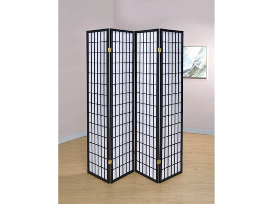 Roberto Black & White 4 Panel Folding Screen