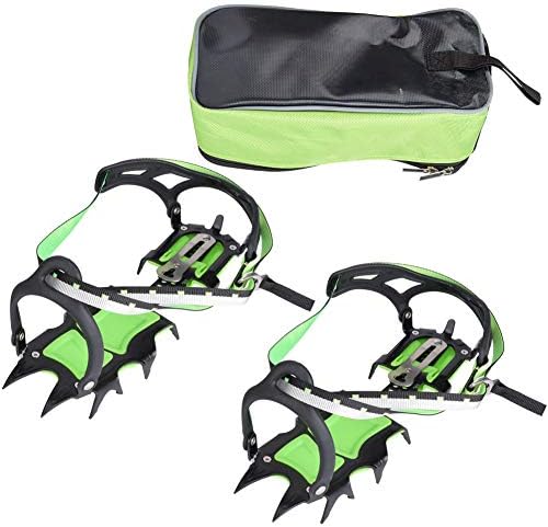 VGEBY Crampons 1 Pair 14 Teeth Ice Crampons Anti Slip Shoe Grips Spikes Cleats for Outdoor Snow Hiking Climbing