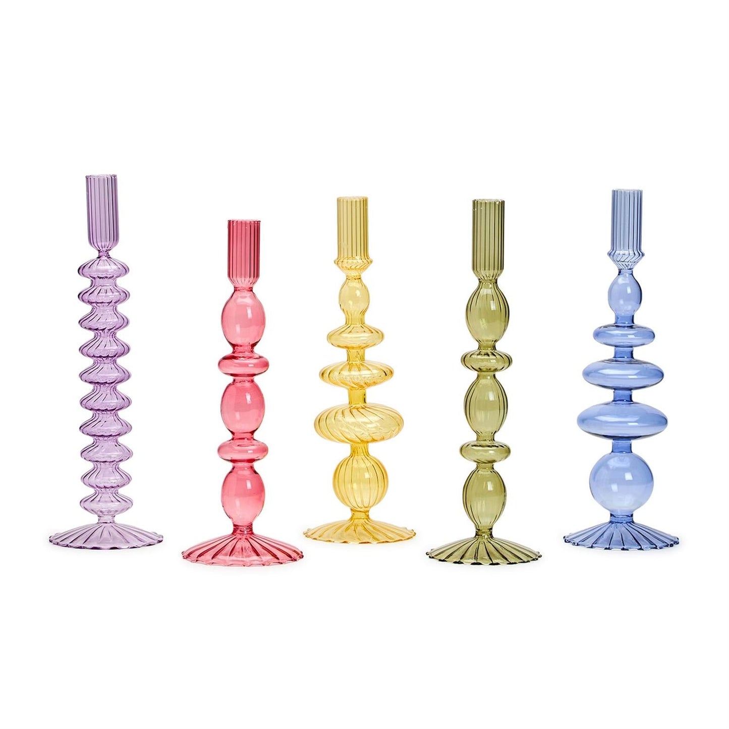 Hand-Blown Glass Tapered Candlestick
