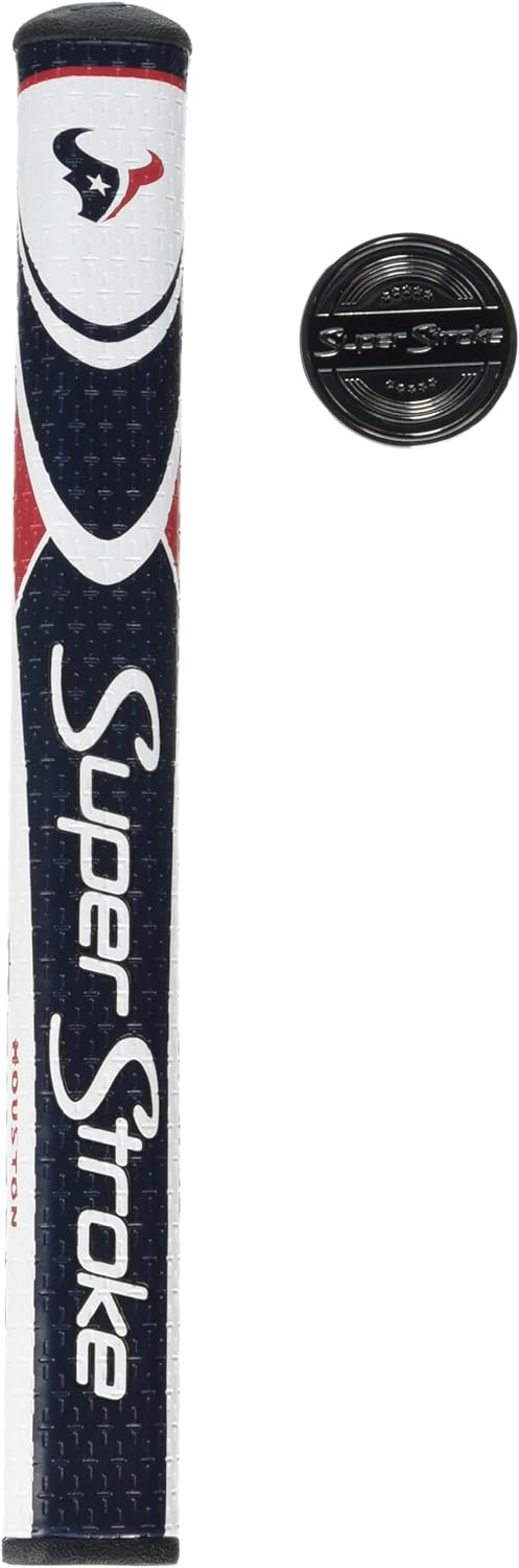 SuperStroke NFL Traxion Tour Putter Grip, Houston Texans (Standard) | Improves Feedback and Tackiness | Reduces Taper to Minimize Grip Pressure | Polyurethane Outer Layer