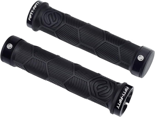 FIFTY-FIFTY Double Lock-On Mountain Bike Grips, Bicycle Handlebar Locking Grips, Non-Slip MTB Handle Grips