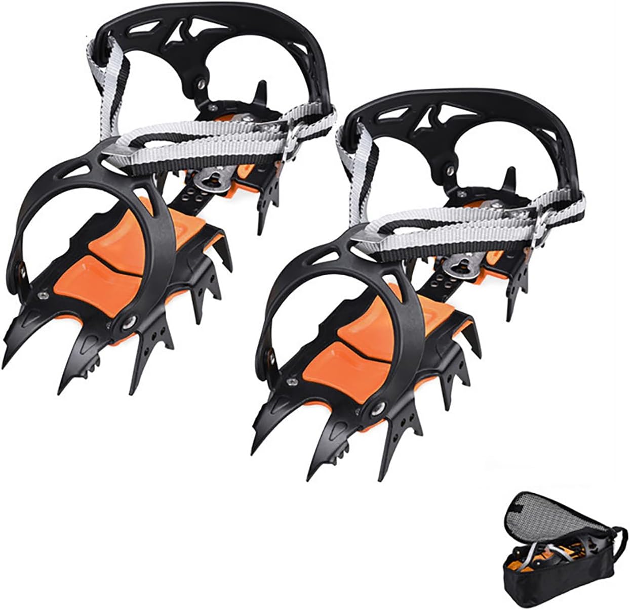 Crampons Ice Cleats Traction for Shoes and Boots Non Slip Cleat with Adjustable Straps and 18 Steel Studs Crampons Snow Grips for Boots Shoes for Walking/Climbing Suitable for Men and Women