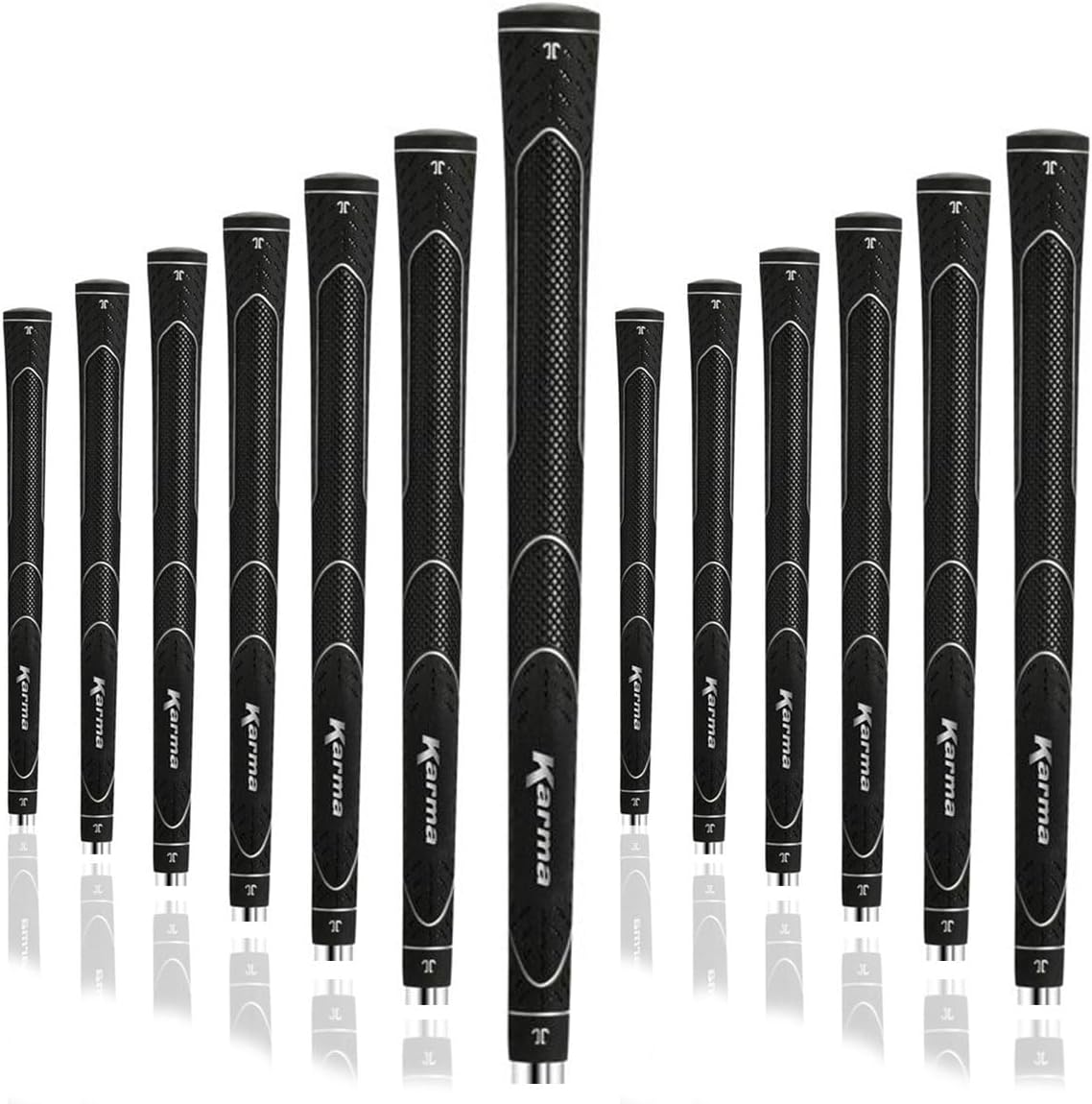 Karma Super Lite Golf Grips & Grip Kits, Swing the Golf Club Faster by Reducing Overall Weight, Increase Swing Weight and Head Feel, Standard, Midsize, Oversize, Black Light Weight Rubber Grips
