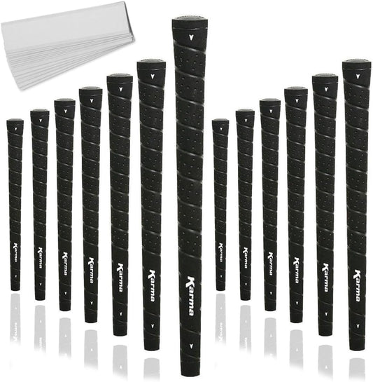 Karma Wrap Black Standard Golf Grips, 13 Pack with 13 Golf Grip Tape Strips