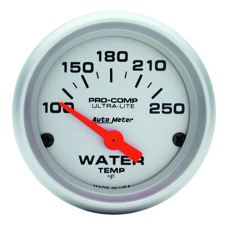Autometer Ultra-Lite 52mm 100-250 Deg F Short Sweep Electric Water Temperature Gauge Universal | 4337