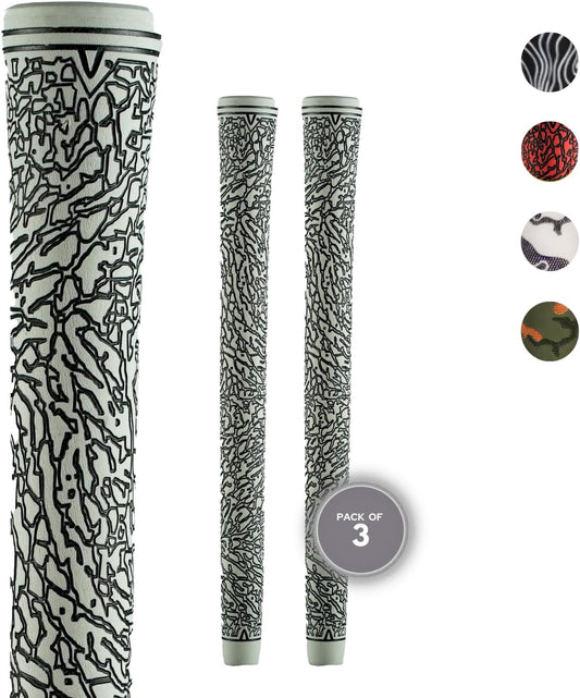 Multi Texture Pattern Golf Club Grips, Pack of 3 - Golf Grips for Men & Women for Better Grip & Club Stability - Durable Material, Easy Installation for Enhanced Swing Control & Comfort