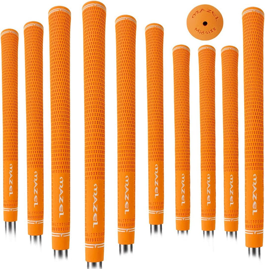 MAZEL Rubber Golf Grips Set of 10 - Midsize/ Standard Non-Slip Performance All-Weather Golf Club Grips for Driver,Chipper,Iron,Hybrid