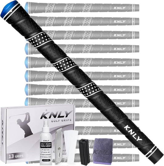 Wrap Golf Grips Set of 13- Triangular Concave Texture Control Technology, All-Weather Performance Rubber Golf Club Grips, Standard/Midsize,13 Grips with 15 Tapes and 13 Grips with All Repair Kits for Choice