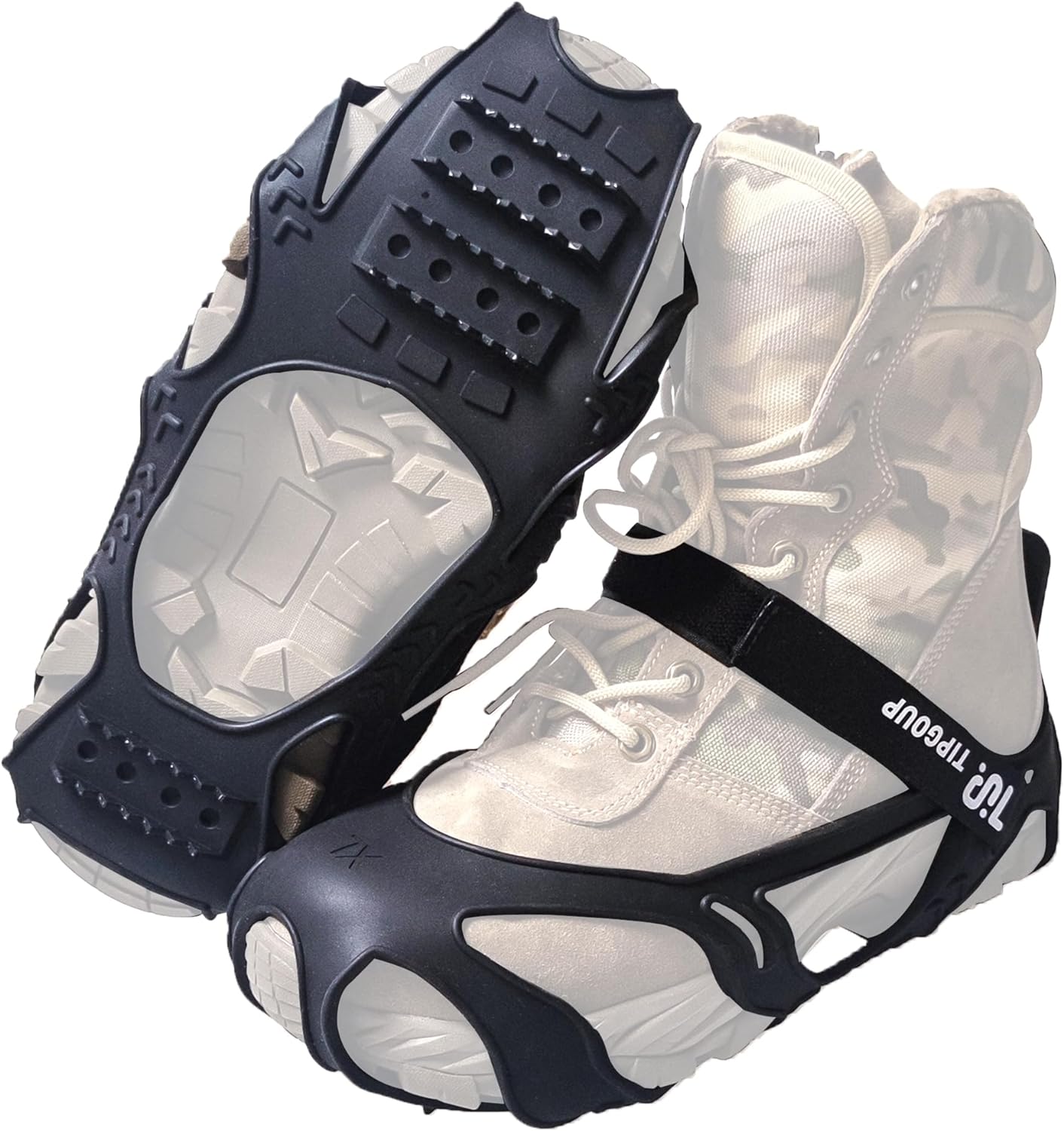 Ice Snow Cleats for Shoes and Boots Non Slip Grippers Traction Cleats Crampon for Men Women Winter Walking Hiking Climbing with Longer Straps