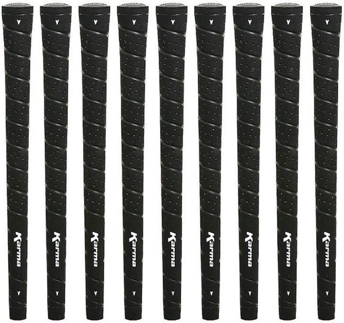 Karma Wrap Golf Grips & Kit, Black, Standard Size Perforated Wrap Style Rubber Replacement Golf Club Grips for Men