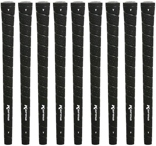 Karma Wrap Golf Grips & Kit, Black, Standard Size Perforated Wrap Style Rubber Replacement Golf Club Grips for Men