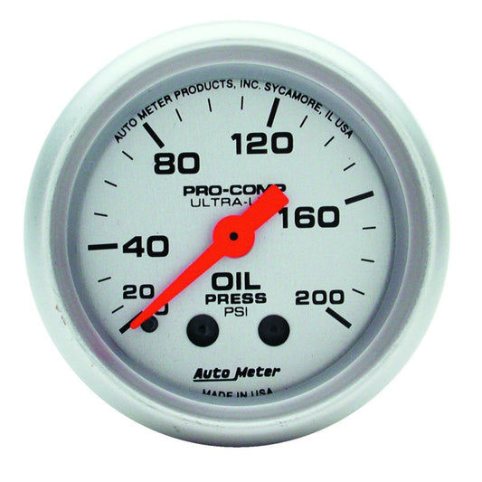 Autometer Ultra-Lite 52mm 0-200 PSI Mechanical Oil Pressure Gauge Universal | 4322
