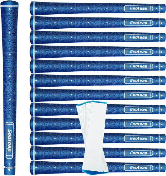 Geoleap Golf Grip Set of 13- Grips with 15 Tapes and Grips with All Repair Kits for Choice,Memory Point assists Hand Placement,Premium Rubber Golf club Grips with Corrugated Textured Control Technology.