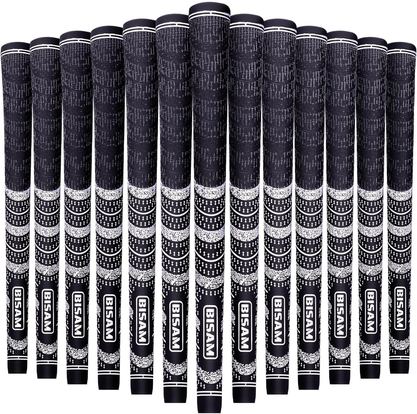 BISAM 3 Cotton Thread Tech, Multi Compound Golf Grips, Midsize, Set of 13 grips, Cross Corded Rubber Technology, Soft Rubber Golf Clubs Grips