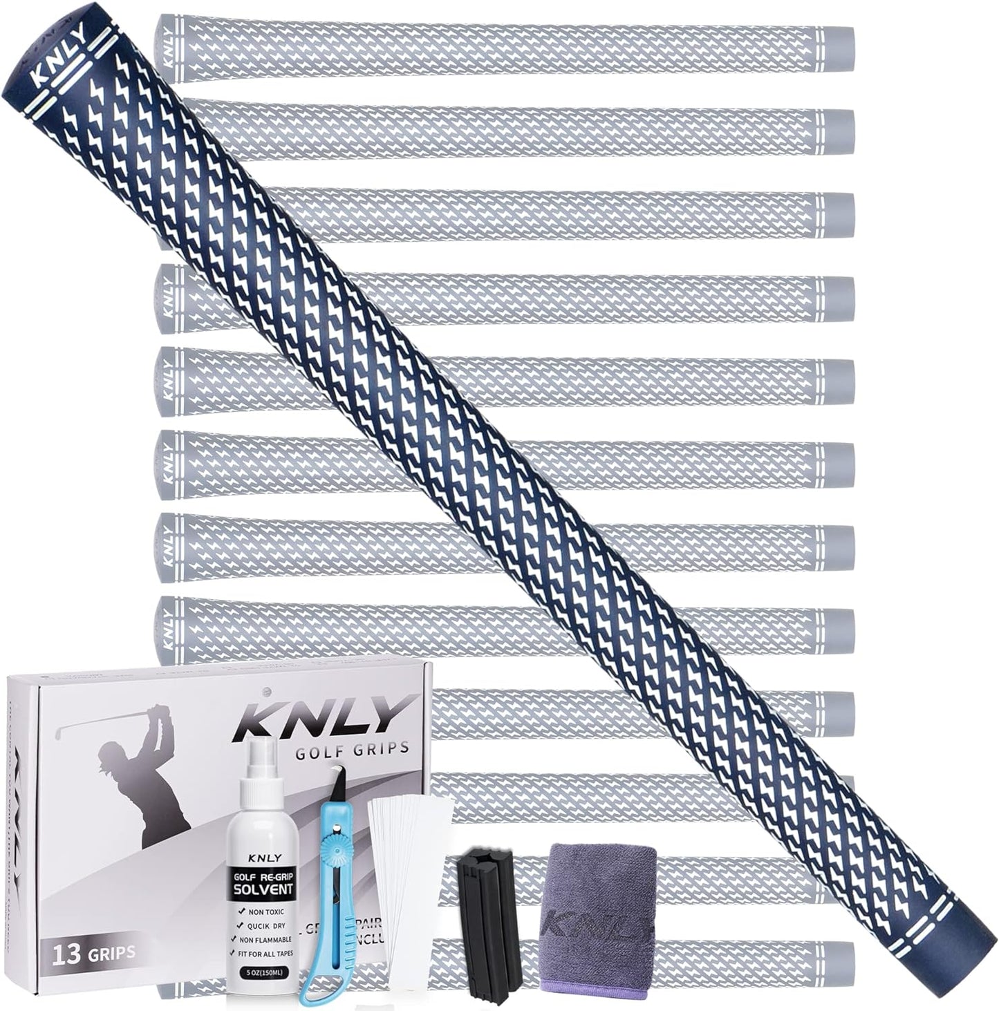 360 Golf Grips Set of 13- Soft Rubber Golf Club Grips，Anti-Slip & High Traction，Grips with Tapes and Grips with Full Regripping Kit for Choice.