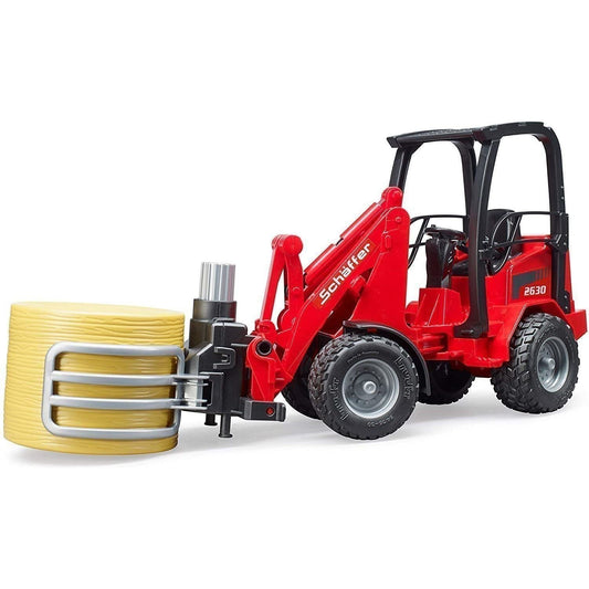 Bruder Schäeffer Compact Loader with Bale Gripper and Round Bale