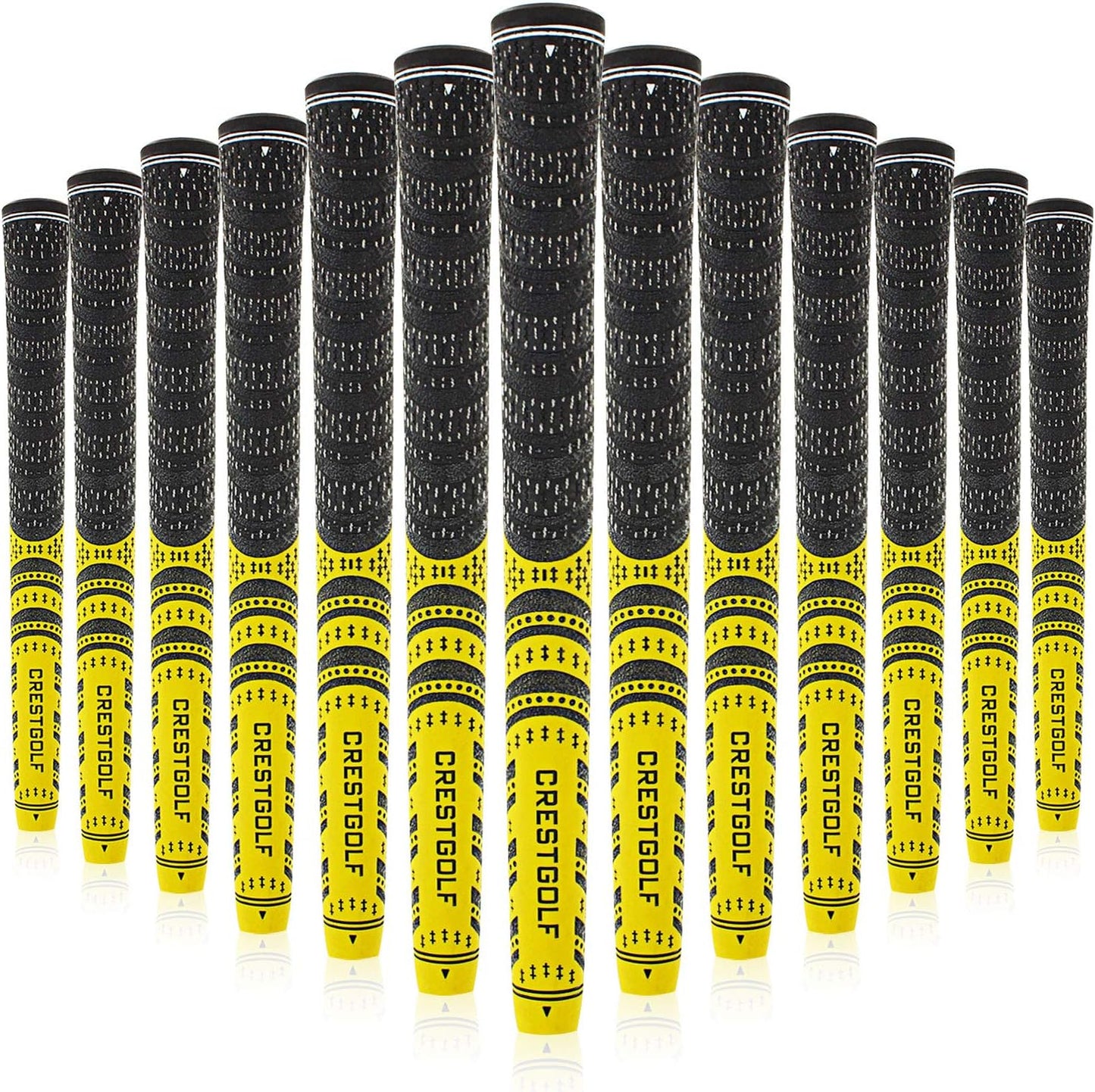 Crestgolf Multi -Compound Golf Grips, Standard/Mid Size All-Weather Control Thread Technology Rubber Combine with Carbon Yard, Anti-Slip-Set of 13