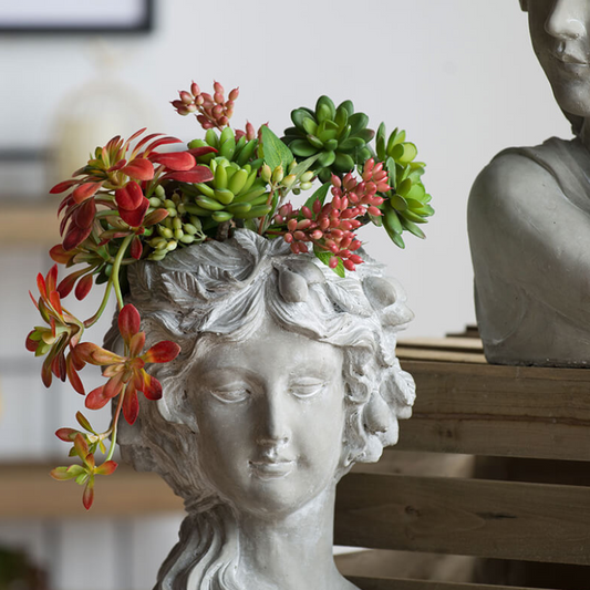 8" x 11.5" Greek Goddess Cement Bust Wall Planter