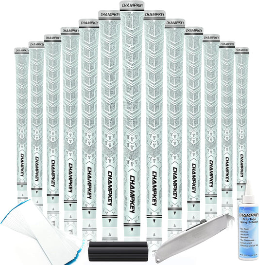 CHAMPKEY Y-PRO Performance Rubber Golf Grips 13 Pack with All Repair Kits - All Weather Control Golf Club Grips - Excellent Traction and Control Golf Rubber Grips