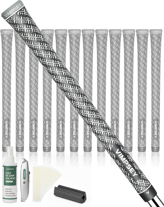 Full Cord Golf Grips ,13 Grips Set or 13 Grips with Full Regripping Kits ,Anti-Slip Cord Golf Club Grips, Standard/Midsize