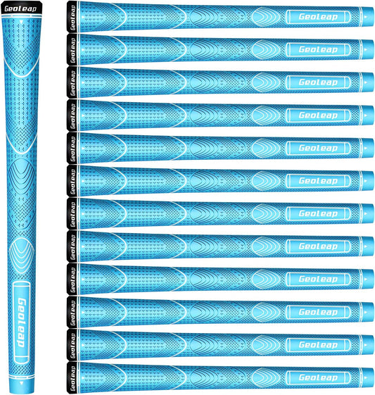 Geoleap Glory-T Rubber Golf Grips Set of 13-Thumb Pattern, Soft Feel, Anti-Slip, Standard/Midsize,6 Colors Optional, Comfortable Hybrid Golf Club Grips