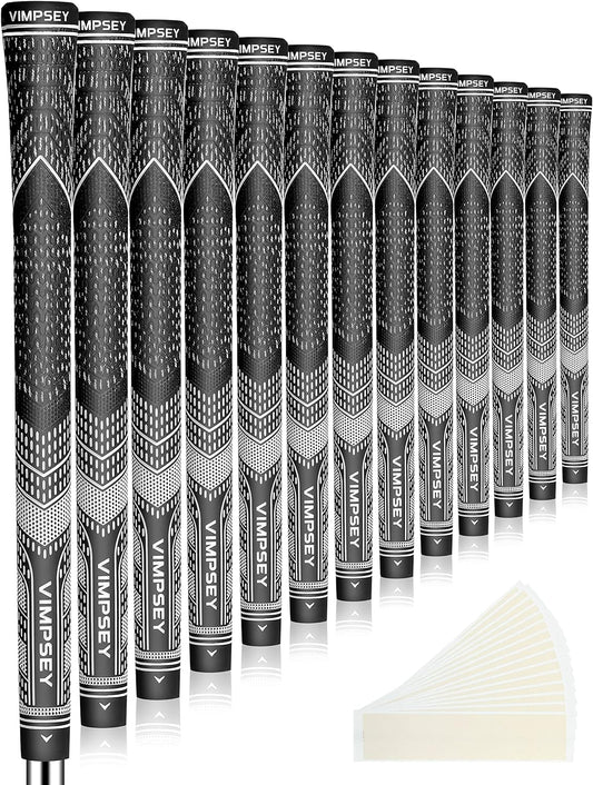 Golf Grips ,13 Grips or 13 Grips with Full Regripping Kits , Brushed Cotton Cord All-Weather Control Golf Club Grips, Standard/Midsize 4 Colors Optional