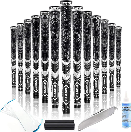 CHAMPKEY Premium Hybrid Golf Grips 13 Pack - All Weather Performance Golf Club Grips - Choose Between 13 Grips with Full Kits and 13 Grips