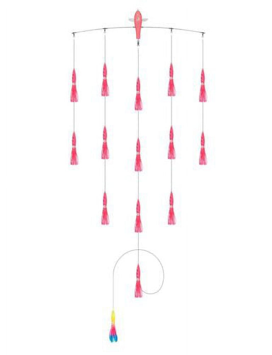 BLUEWING 36in Fishing Spreader Bar Splasher Baits Bulb Squids and Trolling Birds Spreader Bar for Offshore Trolling, Pink