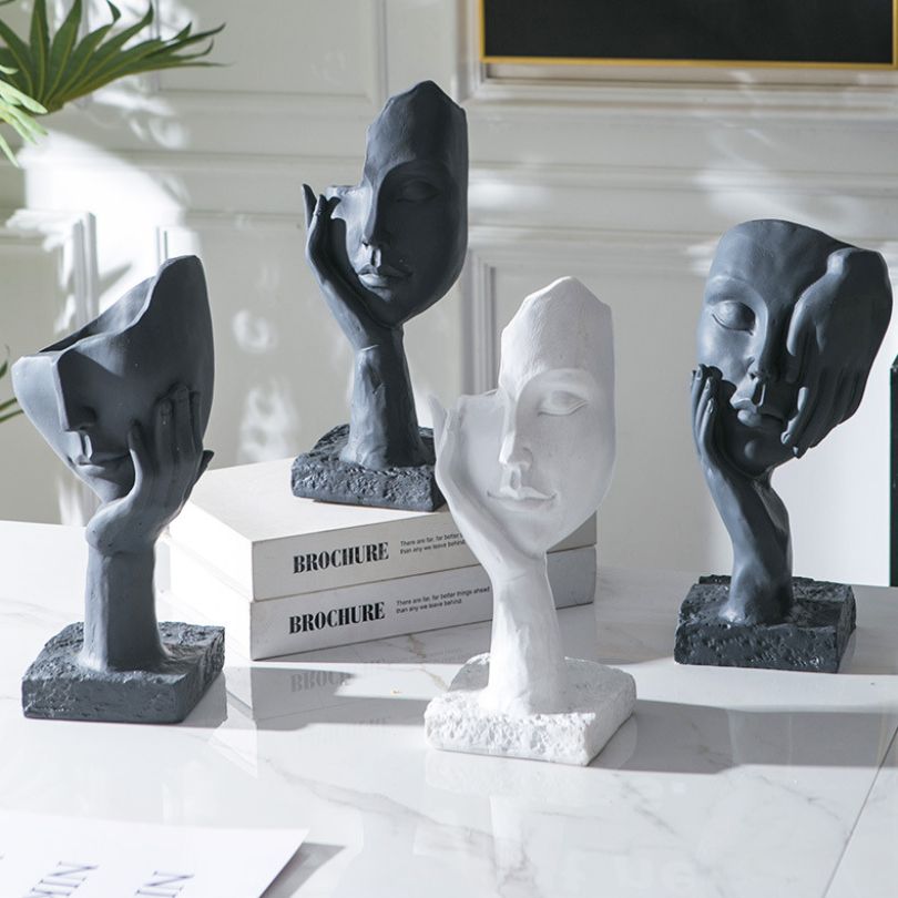 Contemporary Human Face on Palm Sculpture