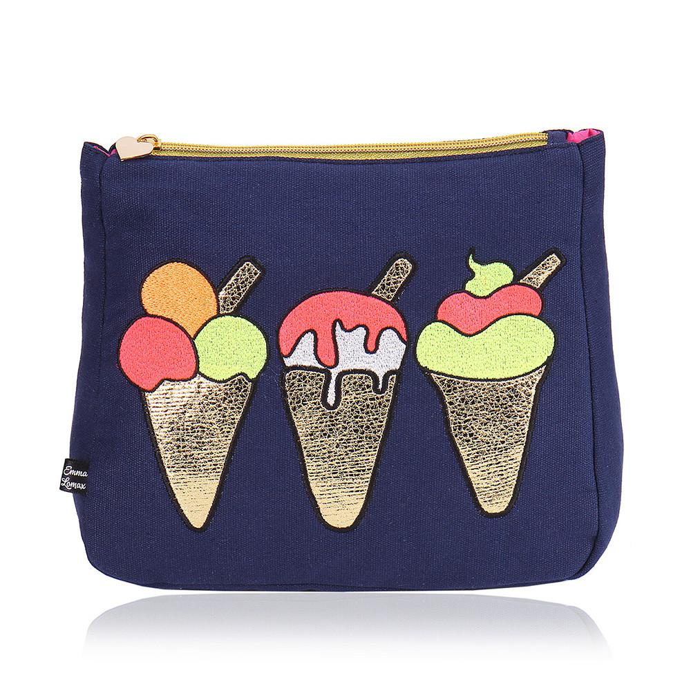 Navy Blue Ice Cream Bag by Emma Lomax London Makeup Bag Emma Lomax Toiletry