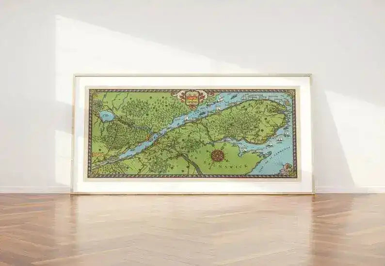 Gaspe City Map Wall Print| Framed Map Wall Decor