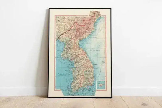 Geographical Map of Korea| Map Wall Decor