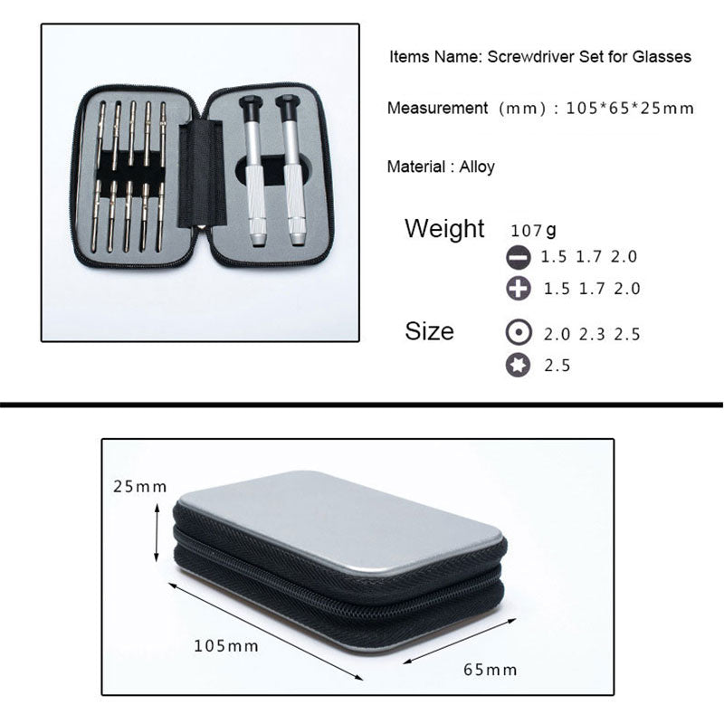 Reven Jate Professional Glasses Watch Repair Precise Screwdriver Set Suit Watches Hex Tools Handle Cutter Head (Silver)