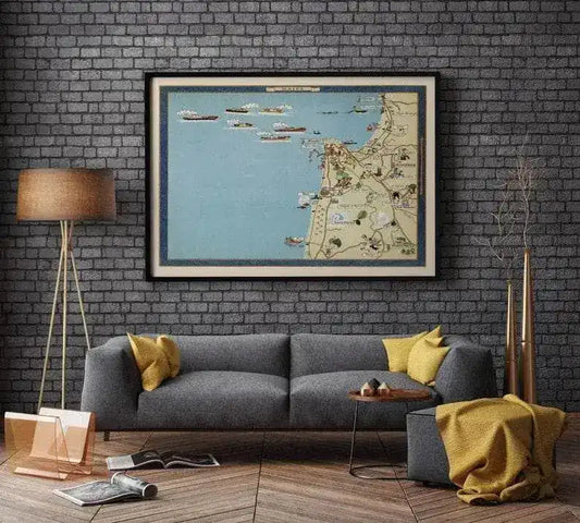 Haifa Map Print| Israel Map Posters| Canvas Print Wall Art