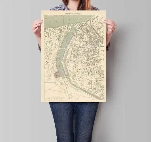Historical Map of Calcutta| Maps of India| Poster Print|