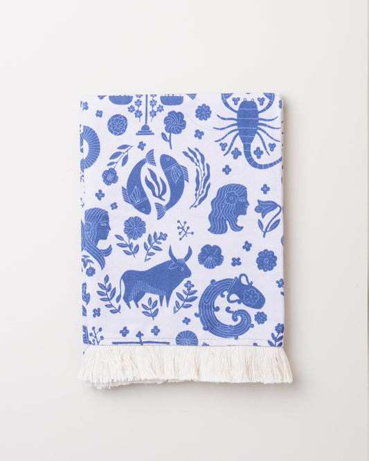 Indigo Zodiac Tea Towel