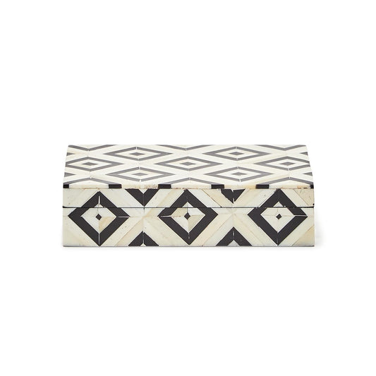 Diamond Pattern Bone Inlay Box (with Playing Cards)