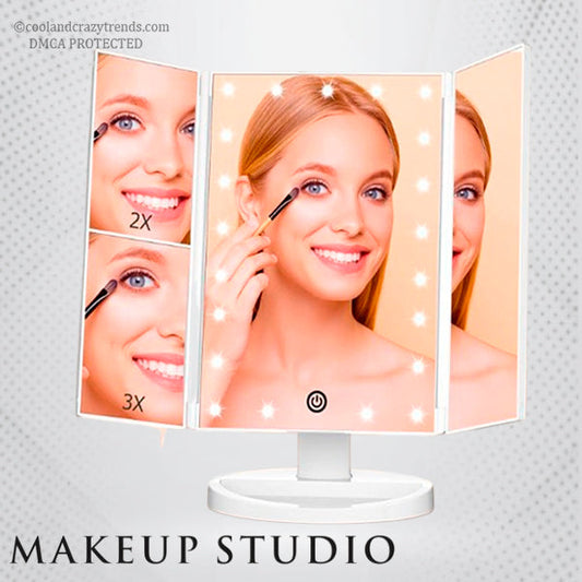 Magnifying Lighted Trifold Makeup Mirror