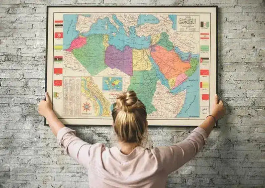 Map of the Arab League| Old Map Wall Decor| Vintage Map