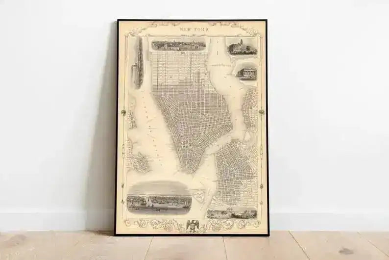 New York City Map Wall Print| Framed Map Wall Decor